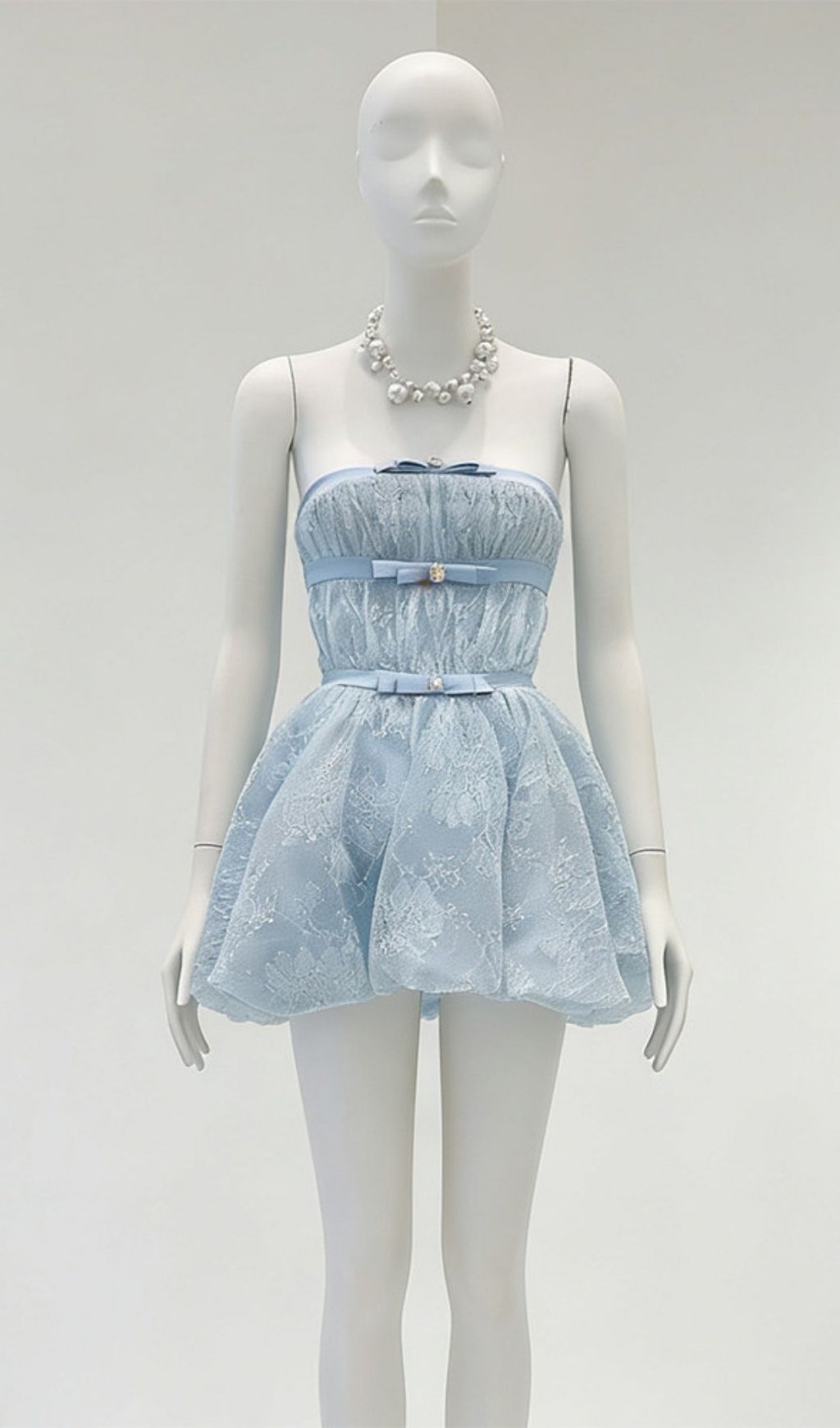 Kamya Blue Strapless Lace Mini Dress Flowering Girl