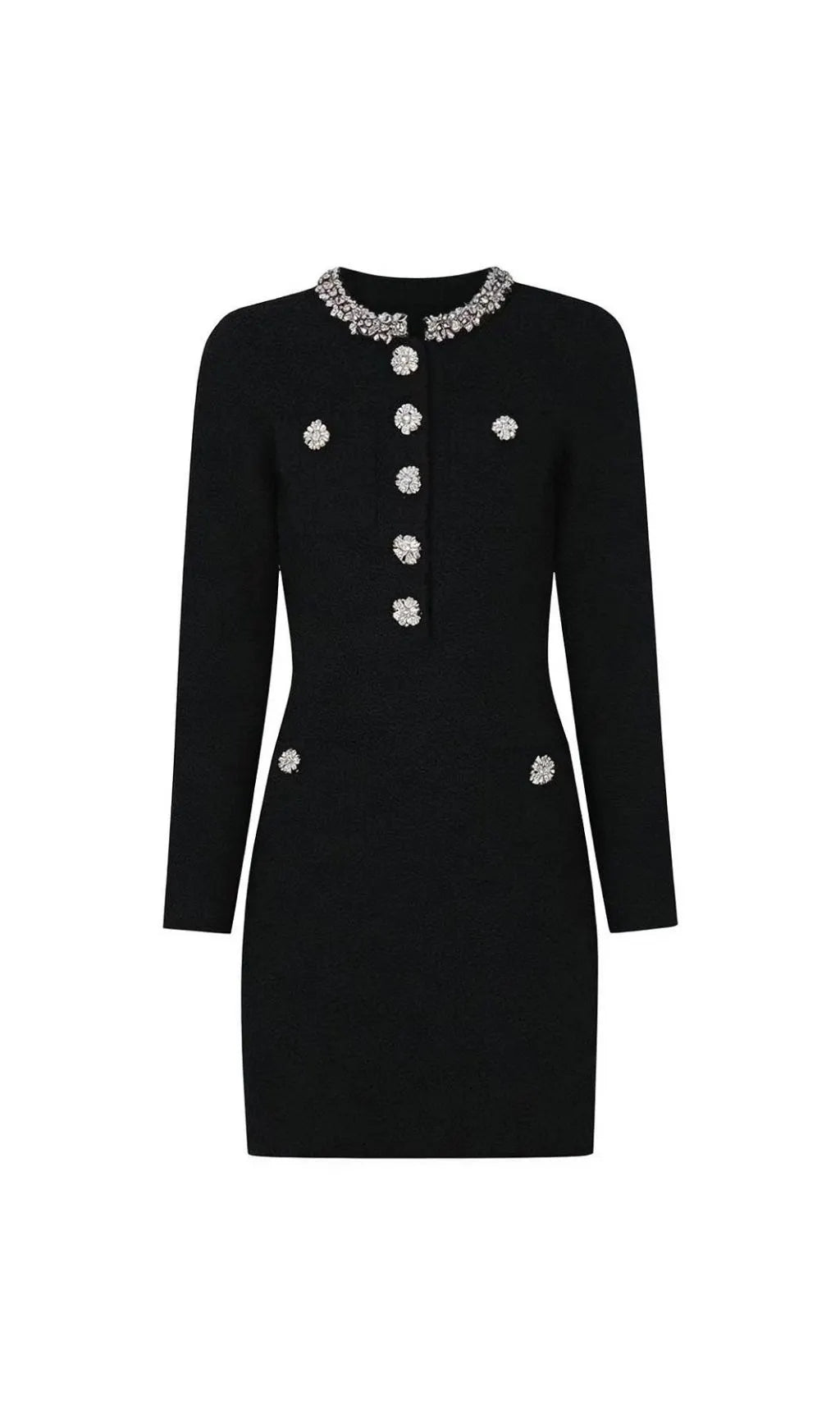 Karsyn Diamante Knit Long Sleeve Mini Dress Flowering Girl