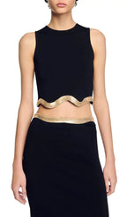 Cropped Jumper with Chain Detail Flowering Girl