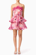 Evalina Floral Mini Dress In Pink Flowering Girl