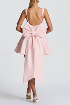 Kristin Back Bow Embellished Mini Dress In Blush Flowering Girl