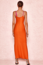 Simona Orange Ruffle Strap Bandage Maxi Dress Flowering Girl