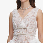 White Sequin Tulle And Lace Mini Dress Flowering Girl
