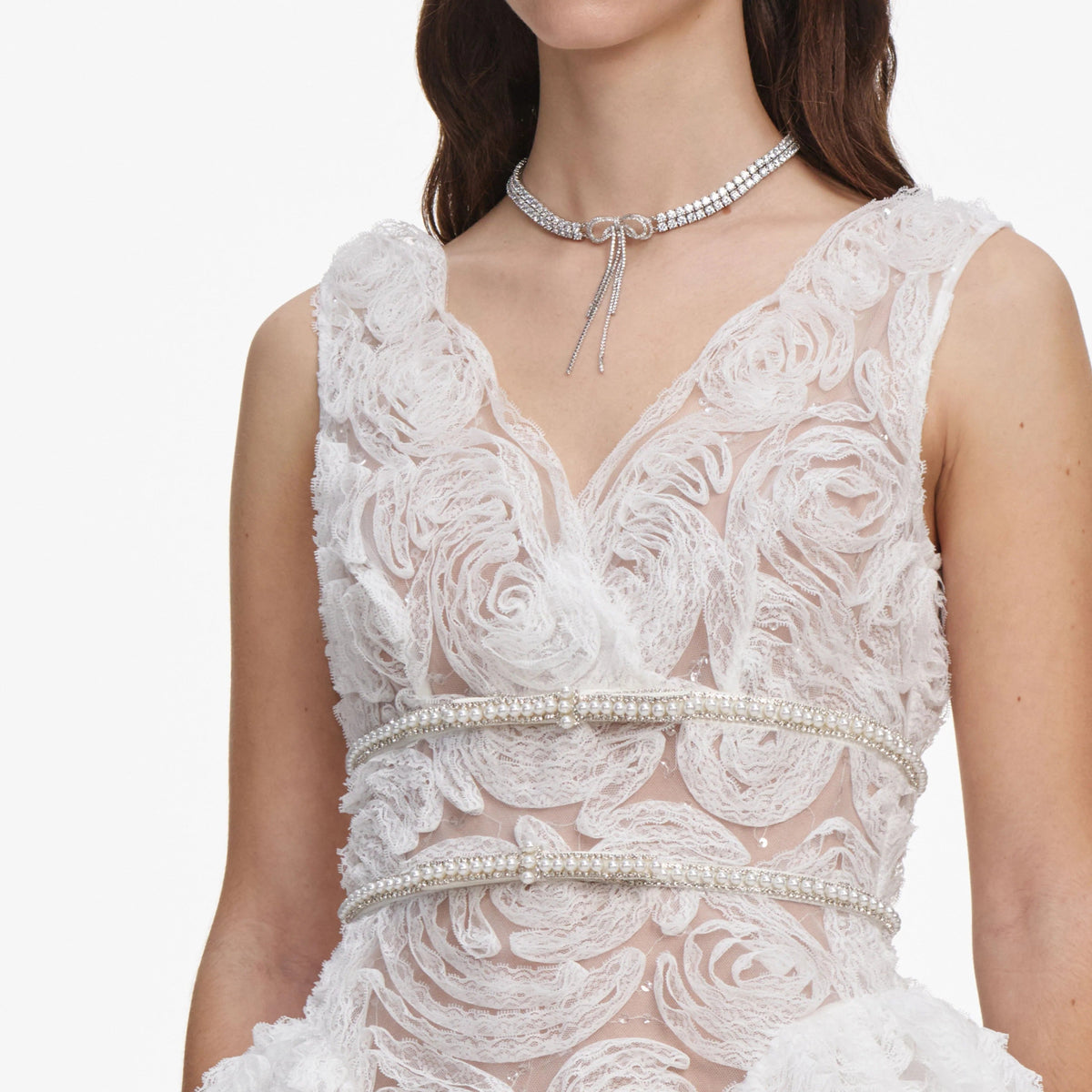 White Sequin Tulle And Lace Mini Dress Flowering Girl