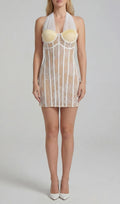 Kena White Halter Lace Corset Mini Dress Flowering Girl