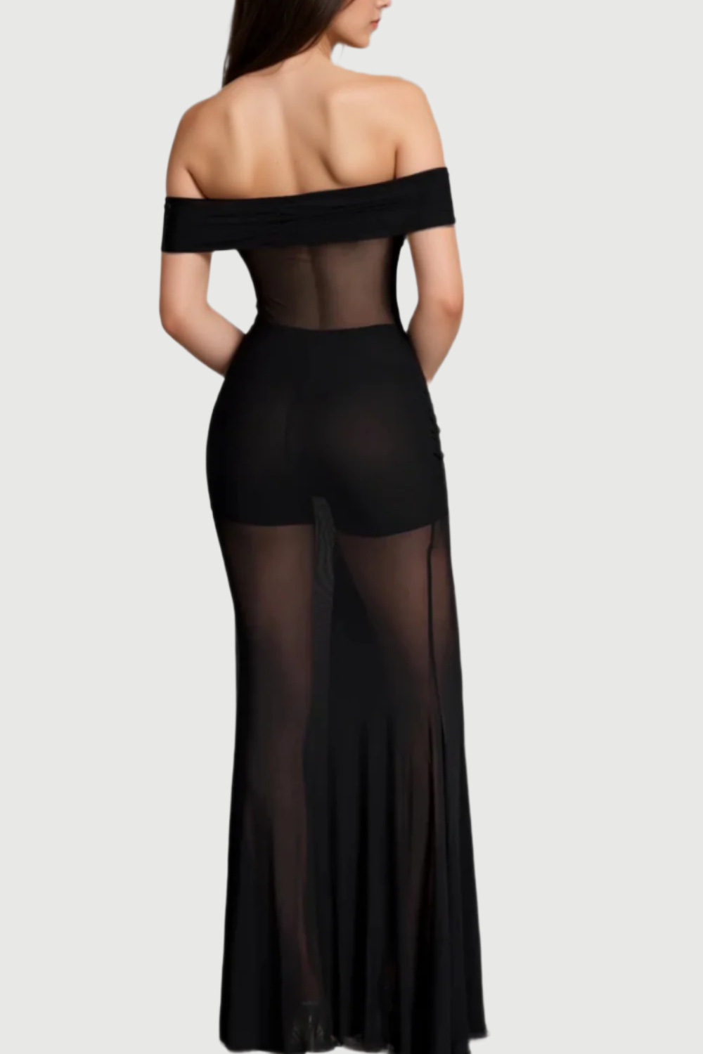 Logilis Crystal Sheer Mesh Dress In Black Flowering Girl