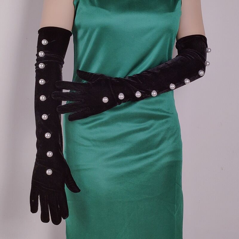 Black Pearl Embellished Gloves Flowering Girl