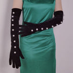 Black Pearl Embellished Gloves Flowering Girl