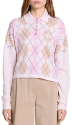 Magrille Check Print Polo Style Jumper Flowering Girl