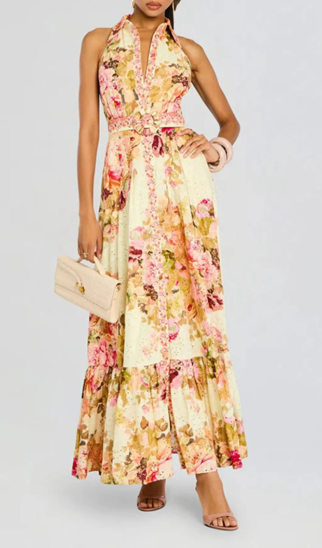 Derval Printed Halter Maxi Dress Flowering Girl