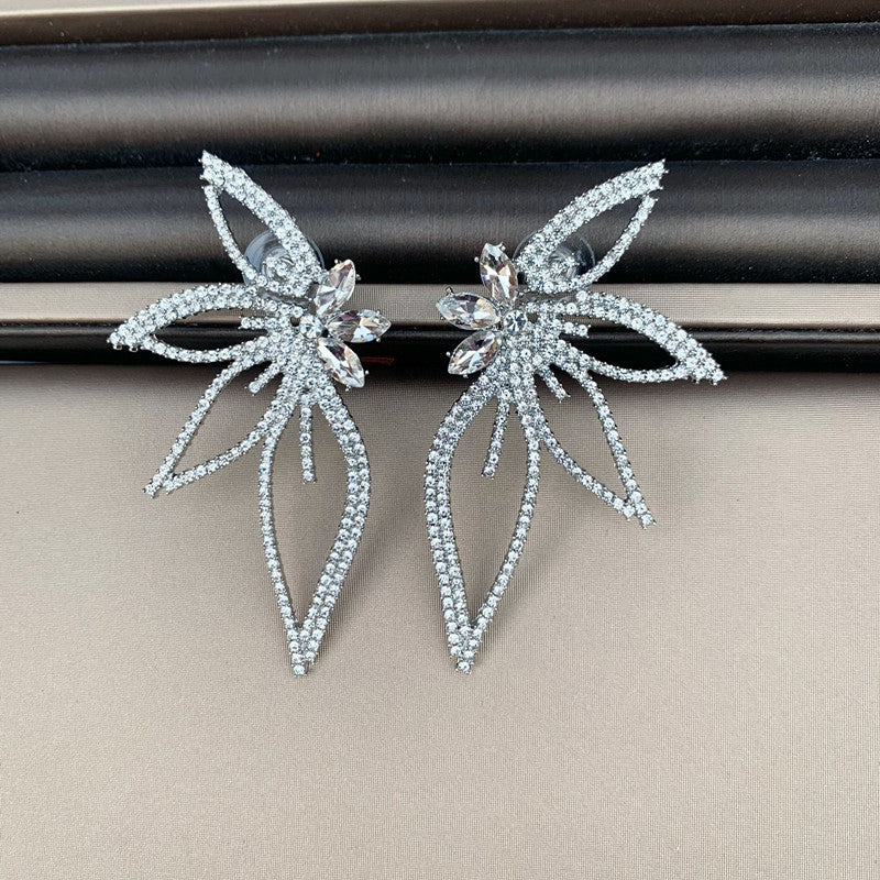 Crystal Flower Earrings In Silver Flowering Girl