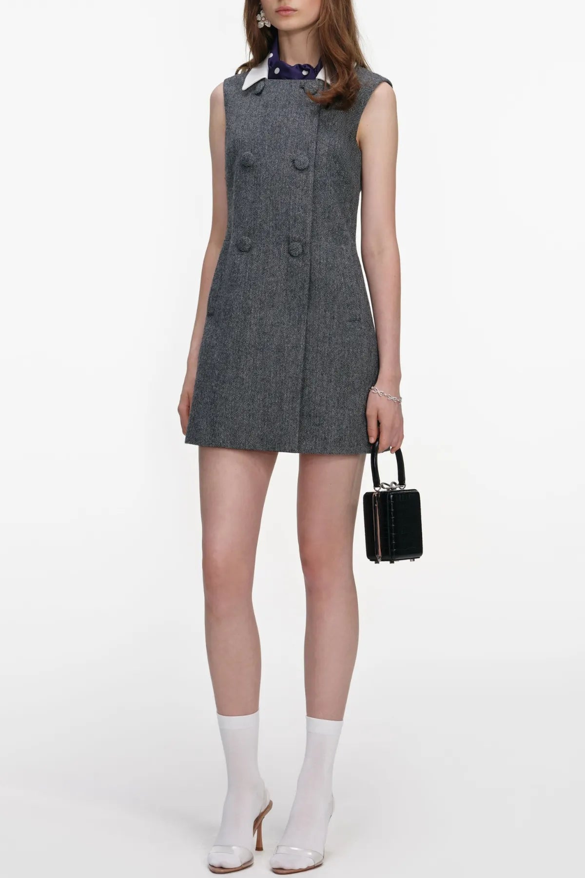 Euryda Herringbone Scarf Sleeveless Mini Dress Flowering Girl