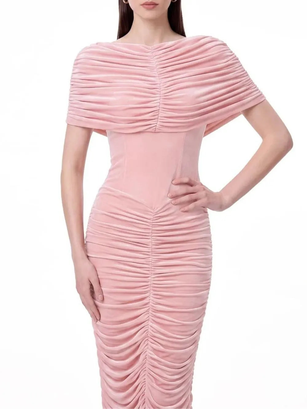 Liseli Cape Ruched Split Maxi Dress Flowering Girl