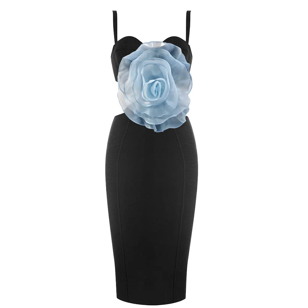 Jacey Mesh Flower Bandage Midi Dress Flowering Girl