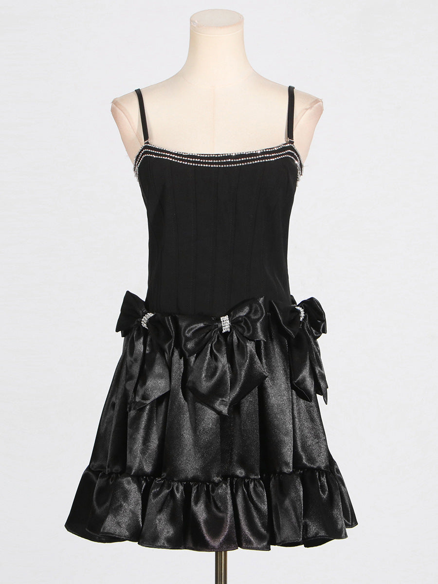 Diamond bow mini dress in black Flowering Girl