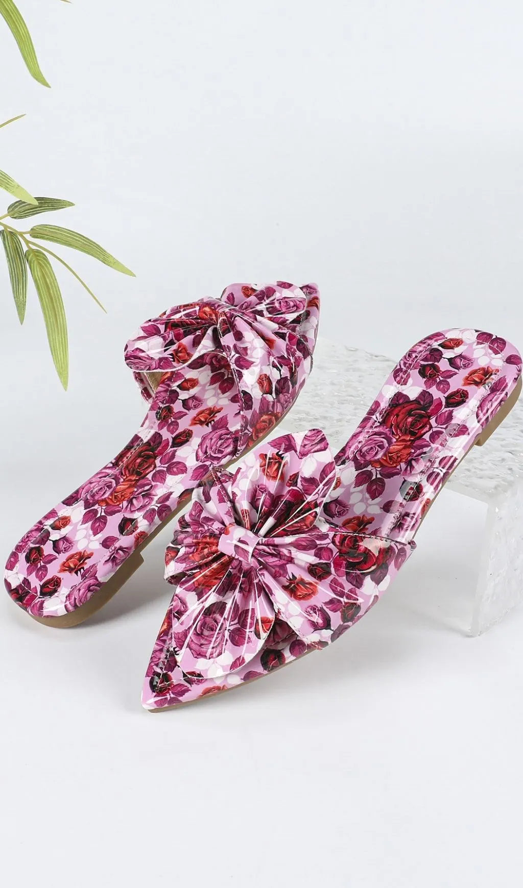 Kyri Rose Red Bow Floral Printed Sandals Flowering Girl