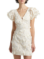 Butterfly Appliqué Mini dress in cream Flowering Girl