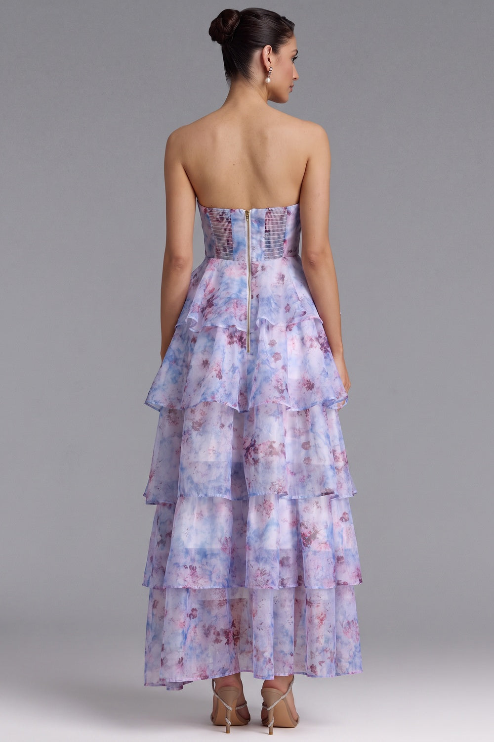 Floral Tiered Strapless Maxi Dress Flowering Girl