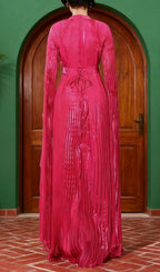 Hodaya Pleated Long Sleeve Maxi Dress Flowering Girl
