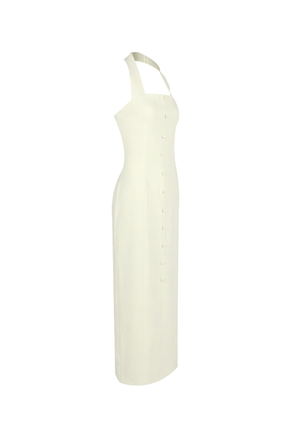 Almond Woven Halter Button Maxi Dress Flowering Girl