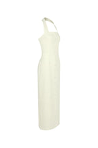 Almond Woven Halter Button Maxi Dress Flowering Girl