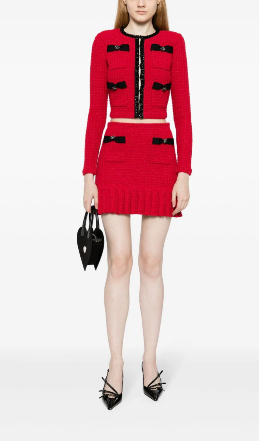RED KNIT MINI SKIRT Flowering Girl