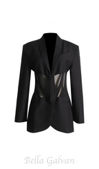 v-neck Corset Jacket in black Flowering Girl