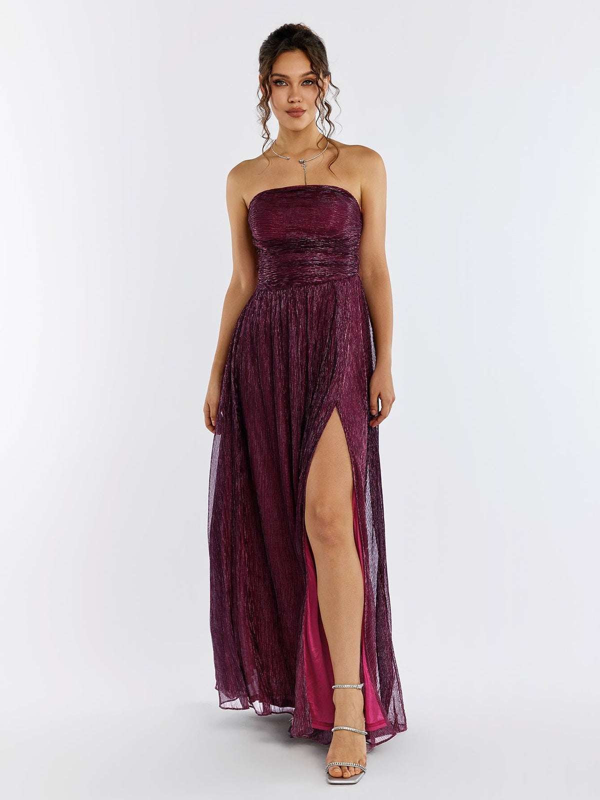Backless Glitter Tube Maxi Dress Flowering Girl