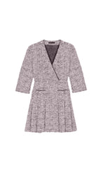 METALLIC TWEED CROSSOVER DRESS Flowering Girl