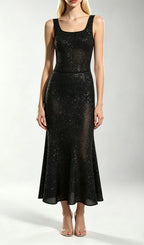 Kimbra Black Sleeveless Sequin Knit Midi Dress Flowering Girl