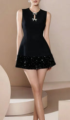 Kehlani Black Bow Sequin Mini Dress Flowering Girl