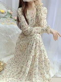 Janet Classic Floral Ruffle Chiffon Dress-Yellow Flowering Girl