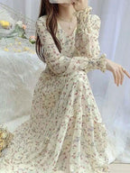 Janet Classic Floral Ruffle Chiffon Dress-Yellow Flowering Girl