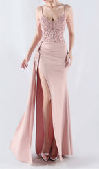 Chofa Pink Flower Bead Corset Maxi Dress Flowering Girl