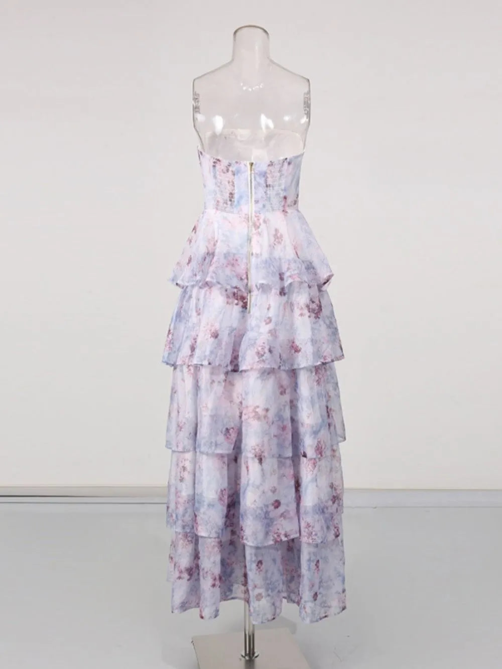 Kylden Strapless Floral Tiered Maxi Dress Flowering Girl