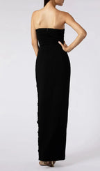 Alfonsine Black High Split Strapless Gown Flowering Girl