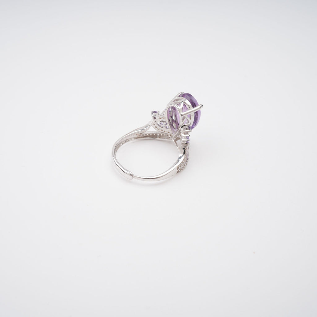 Eléonore Purple Pear Cut Gemstone Sterling Silver Adjustable Ring Flowering Girl