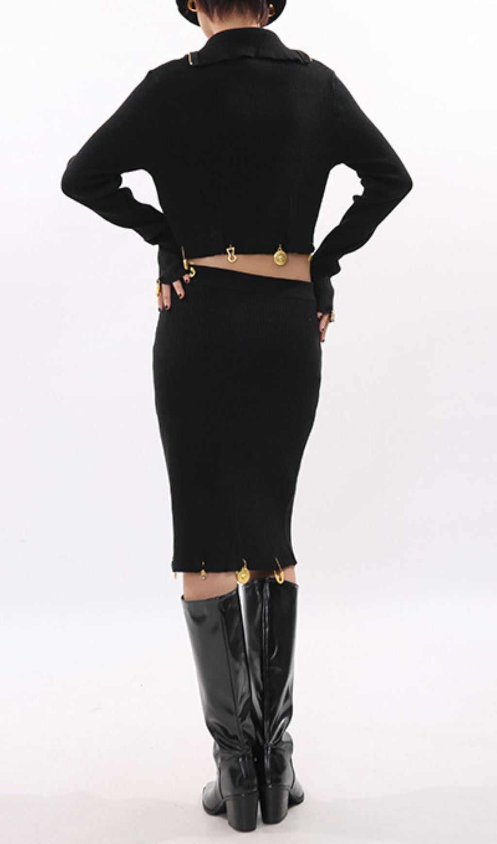 Idun Black Long Sleeve Two-Piece Set Flowering Girl