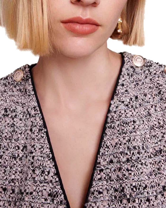 METALLIC TWEED CROSSOVER DRESS Flowering Girl