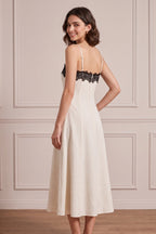 Off-White Linen-Blend A-Line Dress Flowering Girl