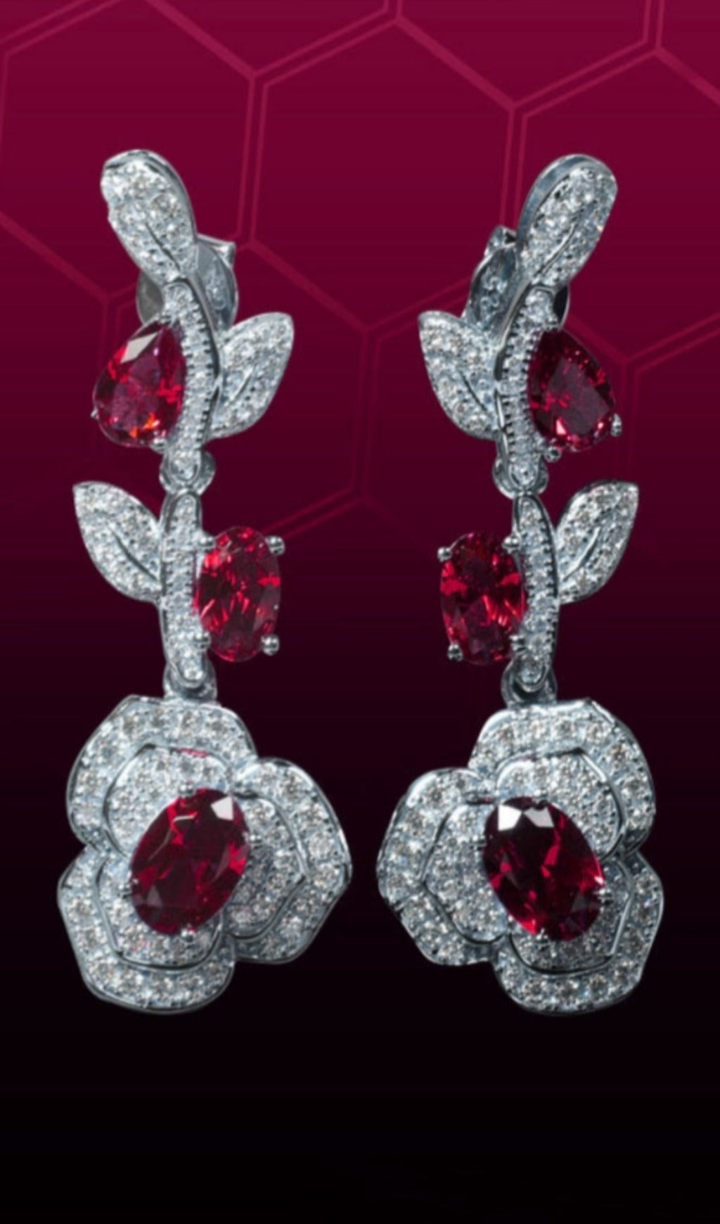 Crystal Flower Drop Earrings Flowering Girl
