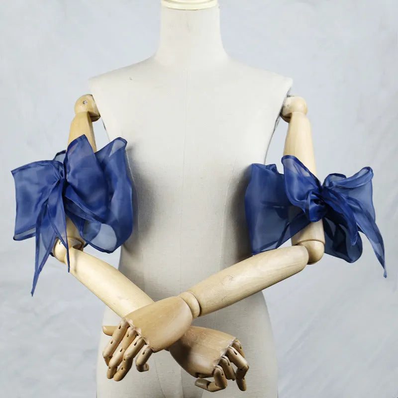 Organza Giant Bow Detachable Short Arm Cuffs Flowering Girl