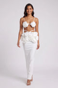 White Fitted Column Two-Piece Set Flowering Girl