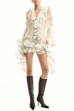 Eavan Ruffle Floral Mini Dress Flowering Girl
