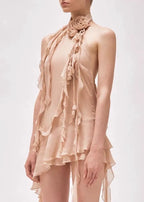 Sleeveless Ruffles Mini Dress Flowering Girl