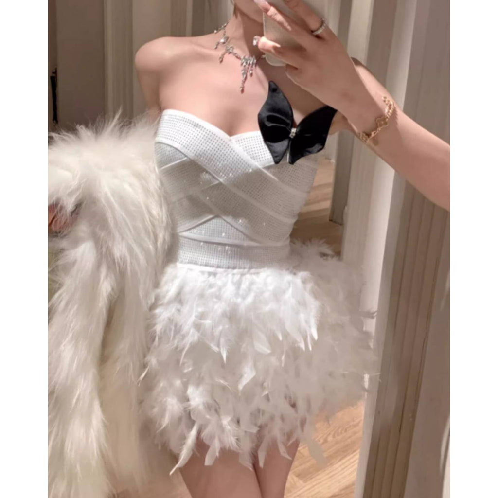 Alisa Feather Mini Dress Flowering Girl