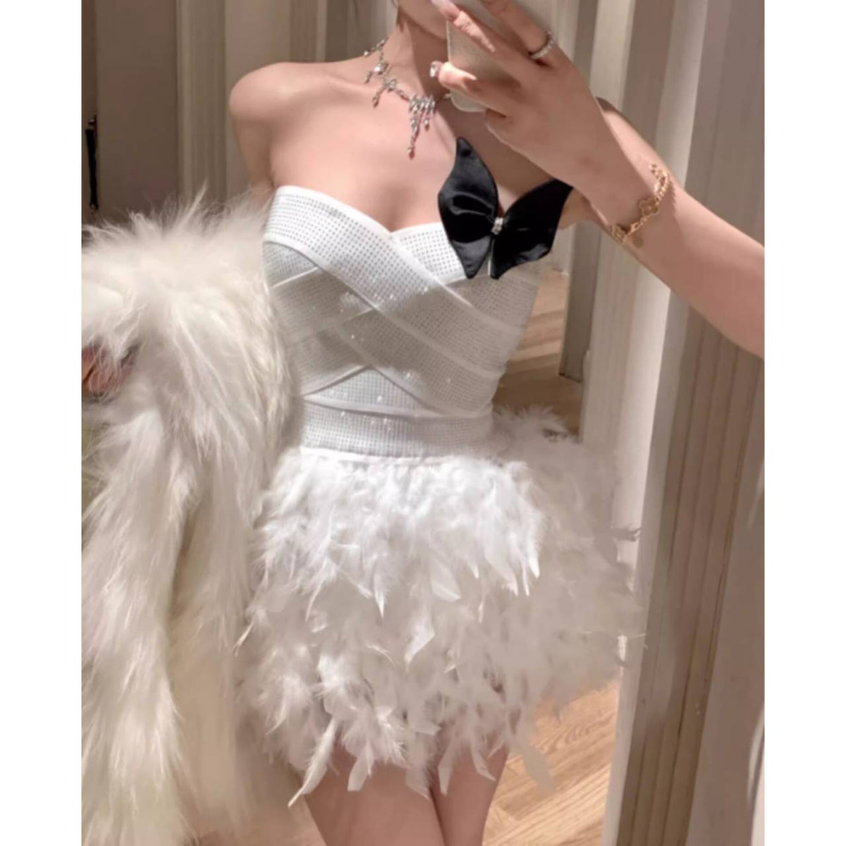Alisa Feather Mini Dress Flowering Girl