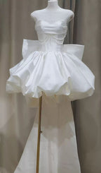 Kukana White Embellished Bow Mini Dress Flowering Girl