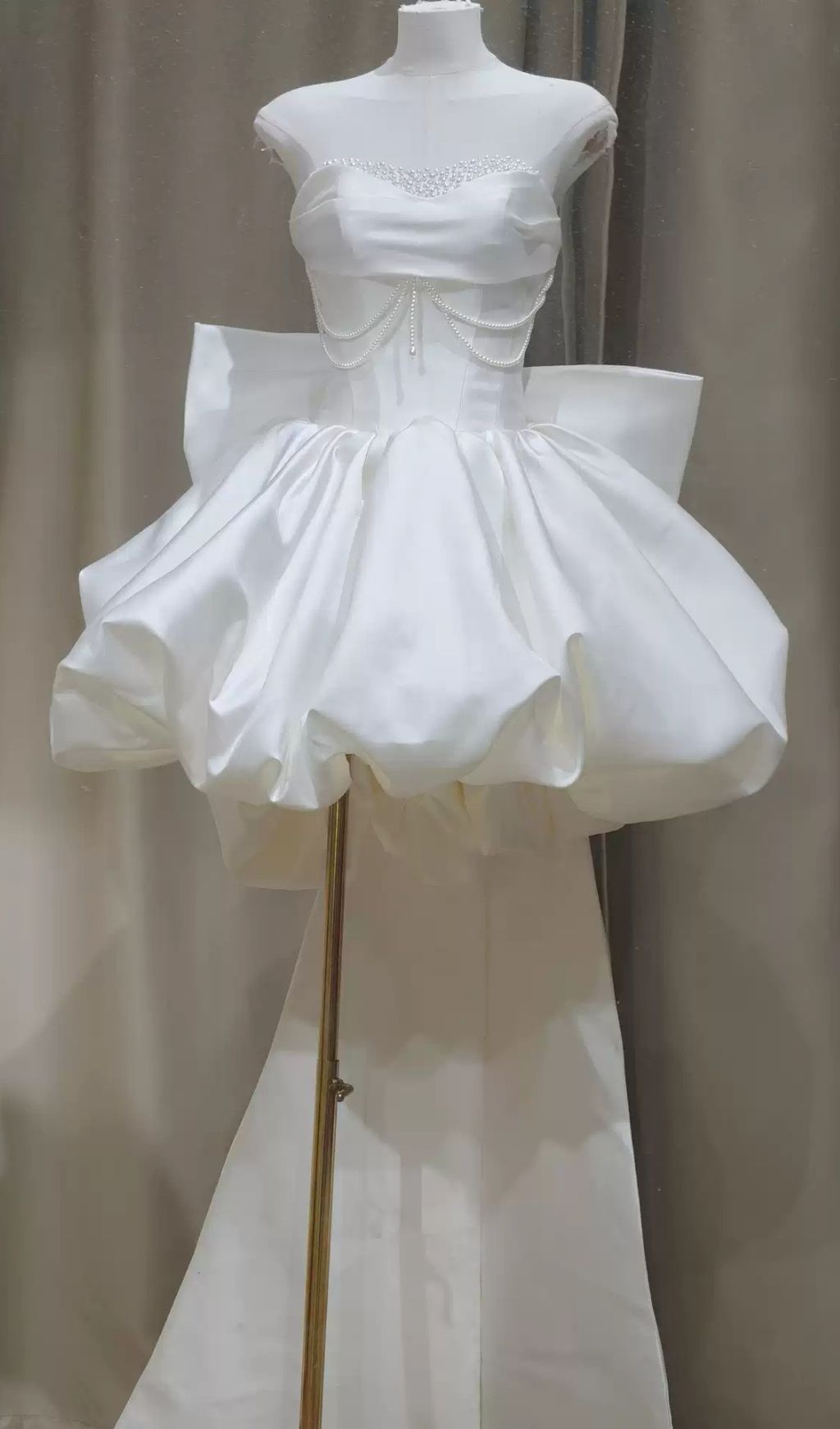 Kukana White Embellished Bow Mini Dress Flowering Girl