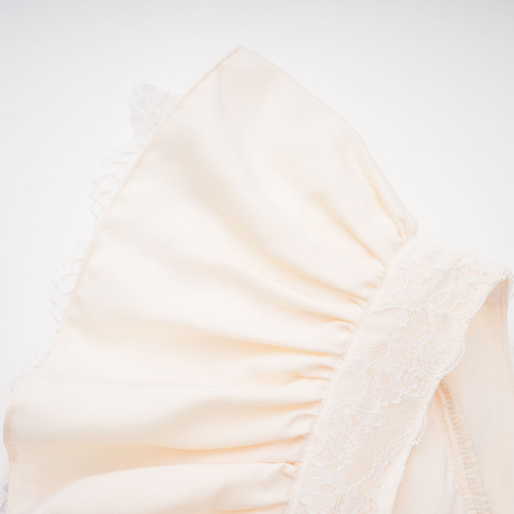 Lace V-Neck Ruffle Satin Mini Romper Flowering Girl